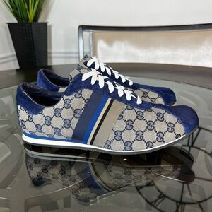 Gucci Blue/Beige GG
Canvas And Suede Low Top
Sneakers Size 10